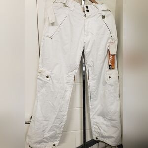 Women's M Ride Snowboard Pants Khaki Cell 5 Series, Zip Pockets, Adj Waist NWT